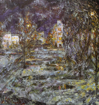 Жарков Юрий Дмитриевич. Метель в Ярославле. Холст, масло. 100х90. 1998. Собрание семьи художника.