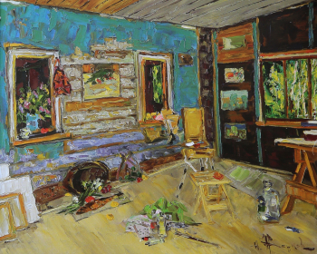Жарков Юрий Дмитриевич. Утро в мастерской. Холст, масло. 65х80. 2005. Собрание семьи художника.