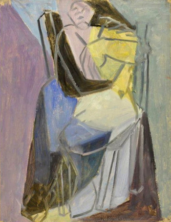 Богуславская (Пуни) Ксения Леонидовна. Кубистическая женщина. Холст, масло. 65х50. 20 век. Частное собрание.