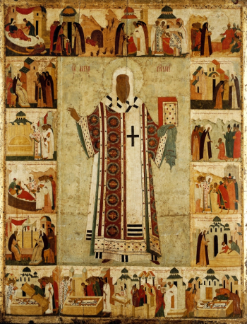 Дионисий. Икона `Митрополит Алексий`. Дерево, темпера. 197х152. 1480-е. Государственная Третьяковская галерея.