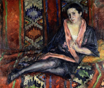 Осмёркин Александр Александрович. На диване. Портрет Е.К.Гальпериной. Холст, масло. 100х119. Алупкинский государственный дворцово-парковый музей-заповедник.