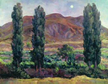 Осмёркин Александр Александрович. Крым. Козы. Вечер. Тополя. Холст, масло. 80х100. 1938. Государственная Третьяковская галерея.