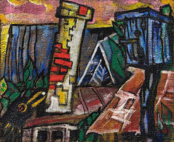 Маяковский Владимир Владимирович. Жираф и пальмы. Бумага, пастель. 25,7х42,5. 1913. Местонахождение картины неизвестно.