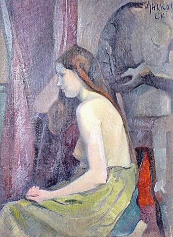Маяковский Владимир Владимирович. Сидящая натурщица. Холст, масло. 103х75,5. 1909. Государственный музей В.В.Маяковского.