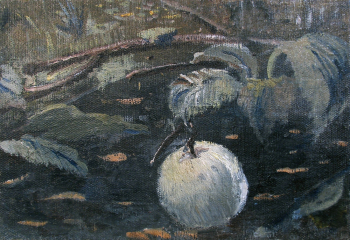 Пименов Юрий Иванович. Ветка яблони. Холст на фанере, масло. 19х28. 1958. Частное собрание.