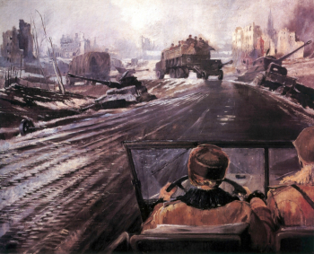 Пименов Юрий Иванович. Прифронтовая дорога. Холст, масло. 100х123. 1944. Государственный Русский музей.
