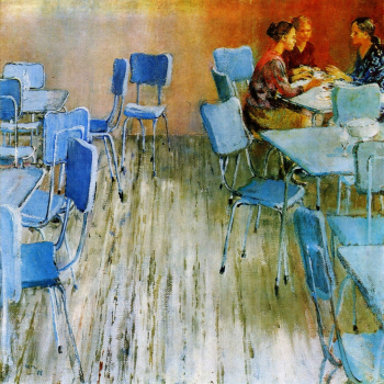 Пименов Юрий Иванович. Тихое кафе. Холст, масло. 45х45. 1971. Закарпатский художественный музей имени Иосифа Бокшая.