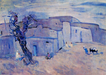 Дубинчик Александр Михайлович. Пейзаж с осликом. Холст на картоне, масло. 56х79. 1973. Нижнетагильский музей изобразительных искусств.