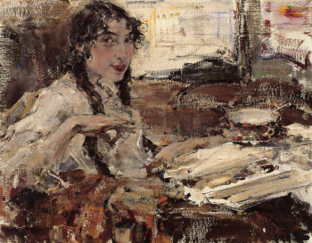 Фешин Николай Иванович. Портрет Т.А.Поповой. Холст, масло. 39х51. 1917. Государственный музей изобразительных искусств Республики Татарстан.