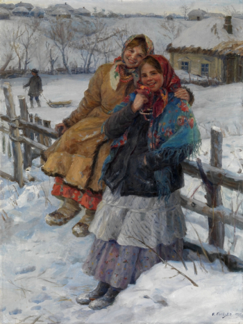 Сычков Федот Васильевич. Подруги. Холст, масло. 82х62. 1935. Частное собрание.