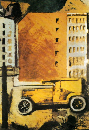 Марио Сирони. Жёлтый грузовик. Бумага, масло. 1918-1919. Частное собрание.