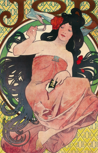 Альфонс Мариа Муха. Сигареты JOB. Рекламный плакат. Бумага, литография. 141х93,8. 1898. Частное собрание.