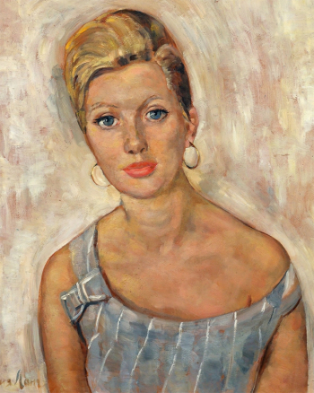 Ланг (Аронсберг) Евгения Александровна. Портрет С.А.Володиной. Картон, масло. 1960-е. Собрание С.А.Володиной.