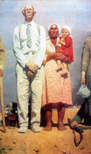 Коржев (Чувелёв) Гелий Михайлович. Заслон. Холст, масло. 333х202. 1957. Киевский национальный музей русского искусства.