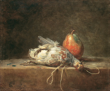 Жан Батист Симеон Шарден. Куропатка с грушей. Холст, масло. 39,2х45,5. 1748. Штеделевский художественный институт.