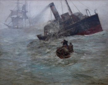 Фрэнк Брэнгвин. Штормовой ветер на море. Холст, масло. 1889. Национальный музей западного искусства.