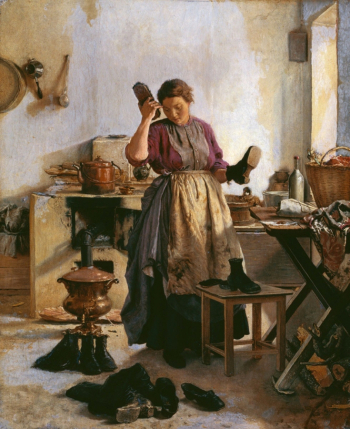 Попов Андрей Андреевич. Утро на кухне (Кухарка). Холст, масло. 43х34,5. 1863. Художественная культура Русского Севера.