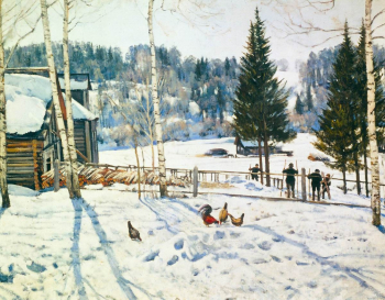 Юон Константин Фёдорович. Конец зимы. Полдень. Лигачёво. Холст, масло. 89х112. 1929. Государственная Третьяковская галерея.