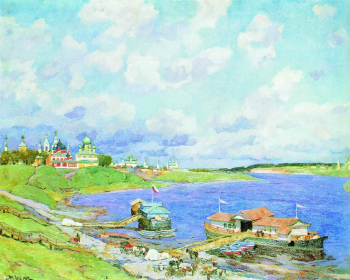 Юон Константин Фёдорович. Утро в Угличе. Холст, масло. 71х89. 1913. Научно-исследовательский музей при Российской академии художеств.