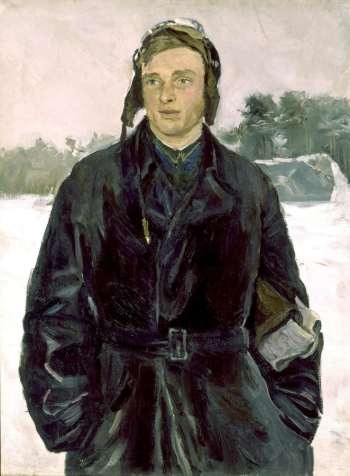 Серебряный Иосиф Александрович. Портрет лётчика-истребителя С.Г.Литаврина. Холст, масло. 99х74. 1943. Государственный Русский музей.