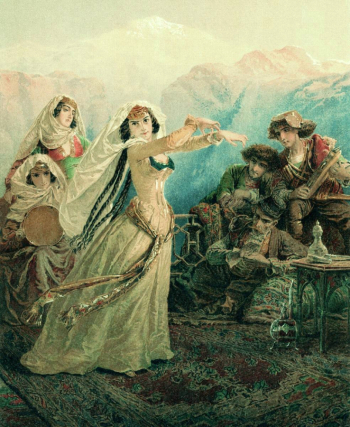Зичи Михаил Александрович. Демон и Тамара. Картон, акварель. 31х25. Государственная Третьяковская галерея.