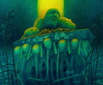 Збигнев Опорски. Алтарь. Алюминиевая пластина, масло. 2019. Частное собрание.