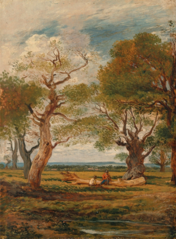 Джон Линнелл. Пейзаж с фигурами. Доска, масло. 22,9х17,1. 1816. Йельский центр британского искусства.
