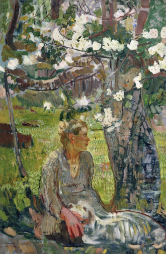 Савинов Александр Иванович. Крестьянский мальчик под яблоней. Холст, масло. 138х88. 1907. Государственная Третьяковская галерея.