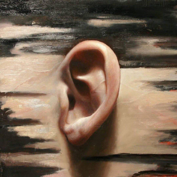 Джошуа Суда. Ухо. Панель, масло. 2010-е. Частное собрание.