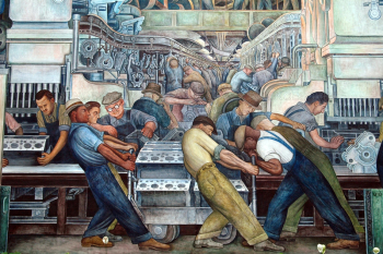 Диего Ривера. Индустрия Детройта. Фреска. 1932-1933. Детройтский институт искусств.