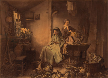 Генри Пич Робинсон. Подготовка весенних цветов к продаже. 1873.