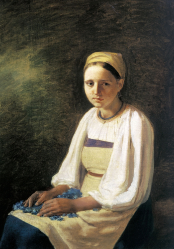 Венецианов Алексей Гаврилович. Крестьянка с васильками. Холст, масло. 48х37. 1820-е. Государственная Третьяковская галерея.
