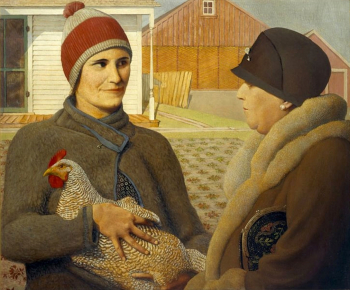 Грант Деволсон Вуд. Оценка. Доска, масло. 74,9x89,5. 1932. Художественный музей Дубьюка.