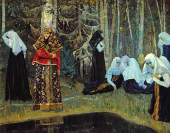Нестеров Михаил Васильевич. Сказание о невидимом граде Китеже. Холст, масло. 100х130. 1917-1922. Нижегородский государственный художественный музей.