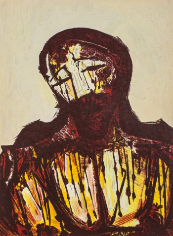 Хосе Давид Альфаро Сикейрос. Портрет Христа. Бумага, литография. 1968. Частное собрание.
