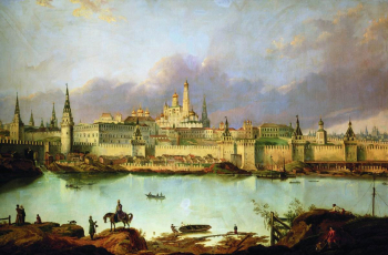 Рабус Карл Иванович (Карл-Вильгельм Рабус). Вид Москвы времён Петра. Холст, масло. 99х144. 1850-е. Государственный Исторический музей.