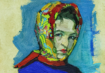 Юманкова Сирена Никитична. Автопортрет. Картон, масло. 11,5х14. 1964. Чувашский государственный художественный музей.