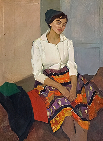 Юманкова Сирена Никитична. Портрет незнакомой. Холст, масло. 120х88. 1962. Чувашский государственный художественный музей.