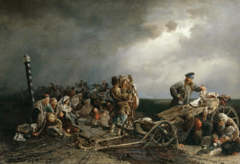 Якоби Валерий Иванович. Привал арестантов. Холст, масло. 98,6х143,5. 1861. Государственная Третьяковская галерея.