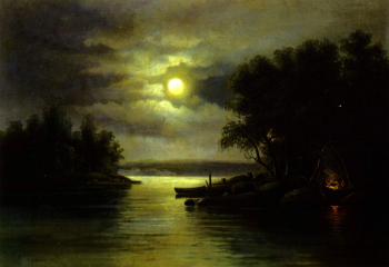Суходольский Пётр Александрович. Пейзаж с Луной. Холст, масло. 56х83. 1866. Донецкий республиканский художественный музей.