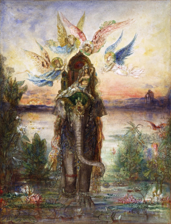 Гюстав Моро. Священный слон (Пери). Бумага, акварель, гуашь. 57х43,5. 1882. Национальный музей западного искусства, Токио.