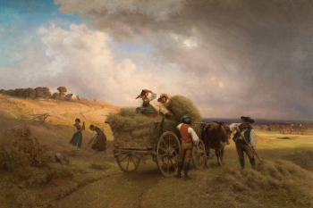 Карл Шлезингер. Уборка сена перед грозой. Холст, масло. 75х110. 1864. Галерея Бельведер.