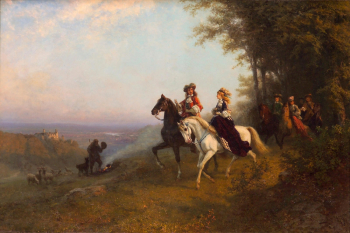 Карл Шлезингер. Утренняя поездка. Холст, масло. 80х120. 1879. Частное собрание.