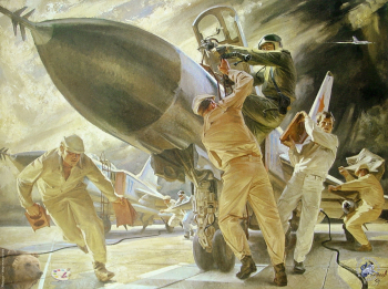 Корнеев Евгений Алексеевич. Тревога. Холст, масло. 165х225. 1984. Студия военных художников имени М.Б.Грекова.