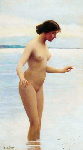 Эжен де Блаас. В воде. Холст, масло. 78,4х44,5. 1914. Частное собрание.