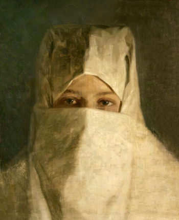 Власов Павел Алексеевич. В белом покрывале (М.Н.Власова). Холст, масло. 38,5х32. 1890-е. Астраханская государственная картинная галерея имени П.М.Догадина.