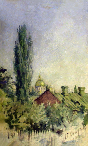 Власов Павел Алексеевич. Тополь. Бумага, акварель. 15х9. 1910. Астраханская государственная картинная галерея имени П.М.Догадина.