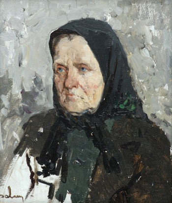 Фомин Пётр Тимофеевич. Тётка Дарья. Картон, масло. 32,5х28,5. 1956. Музей искусства Санкт-Петербурга XX-XXI веков.