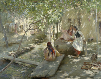 Беньков Павел Петрович. Подруги. Письмо с фронта. Холст, масло. 137х177. 1945. Государственный музей искусства народов Востока.