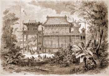Неизвестный художник. Китайский павильон. Иллюстрация. Гравюра. 1867. `Soie et Lumieres` (1867).